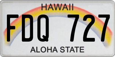 HI license plate FDQ727