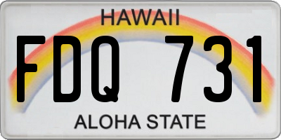 HI license plate FDQ731