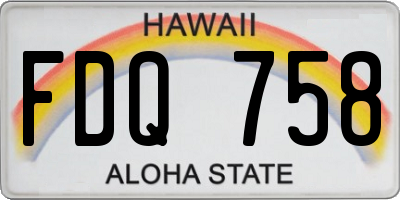 HI license plate FDQ758