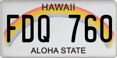 HI license plate FDQ760