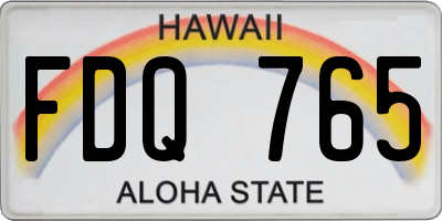 HI license plate FDQ765