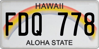 HI license plate FDQ778