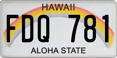 HI license plate FDQ781