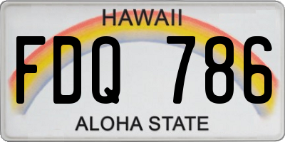 HI license plate FDQ786