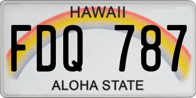 HI license plate FDQ787