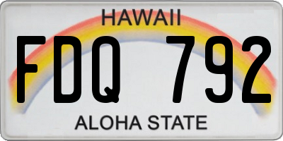 HI license plate FDQ792