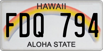 HI license plate FDQ794