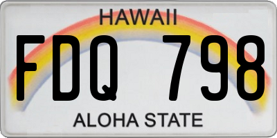 HI license plate FDQ798