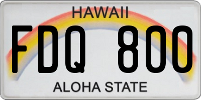 HI license plate FDQ800