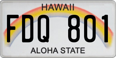 HI license plate FDQ801