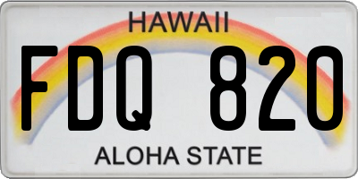 HI license plate FDQ820