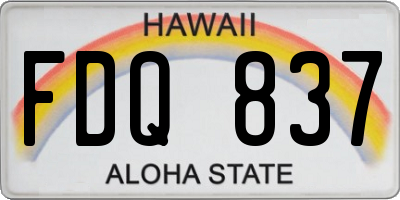 HI license plate FDQ837