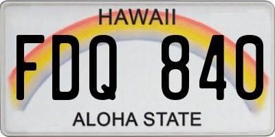 HI license plate FDQ840