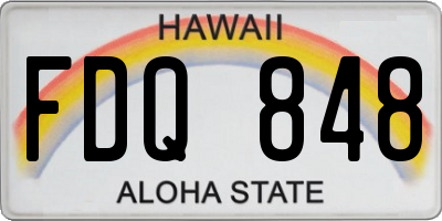 HI license plate FDQ848
