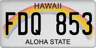 HI license plate FDQ853