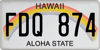 HI license plate FDQ874