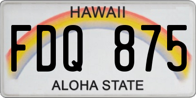 HI license plate FDQ875