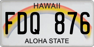 HI license plate FDQ876