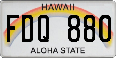 HI license plate FDQ880