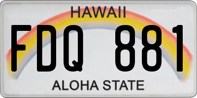 HI license plate FDQ881