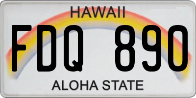HI license plate FDQ890
