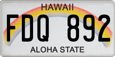 HI license plate FDQ892