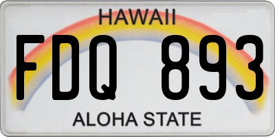 HI license plate FDQ893