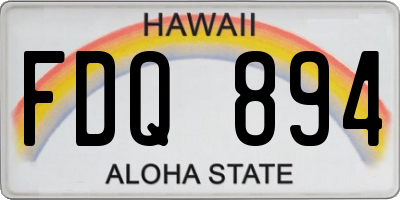 HI license plate FDQ894