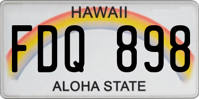HI license plate FDQ898