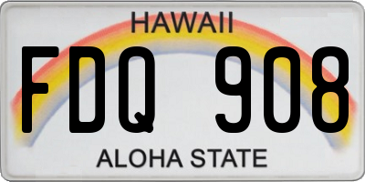 HI license plate FDQ908