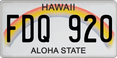 HI license plate FDQ920