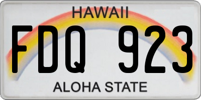 HI license plate FDQ923