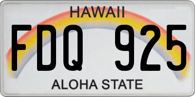 HI license plate FDQ925