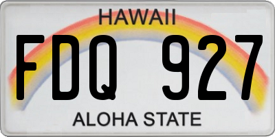 HI license plate FDQ927