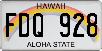 HI license plate FDQ928