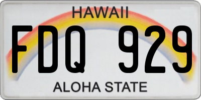 HI license plate FDQ929