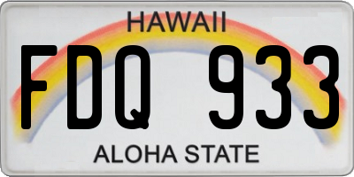 HI license plate FDQ933