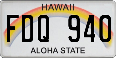 HI license plate FDQ940
