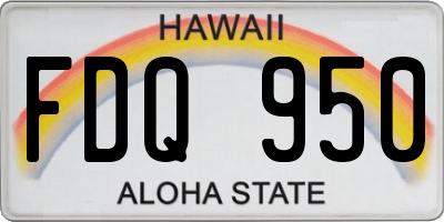 HI license plate FDQ950