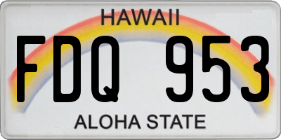 HI license plate FDQ953