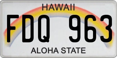 HI license plate FDQ963