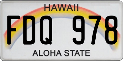 HI license plate FDQ978