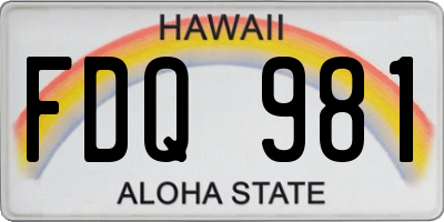 HI license plate FDQ981