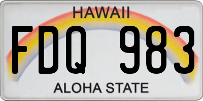 HI license plate FDQ983