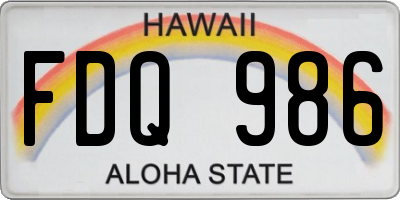 HI license plate FDQ986