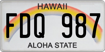 HI license plate FDQ987