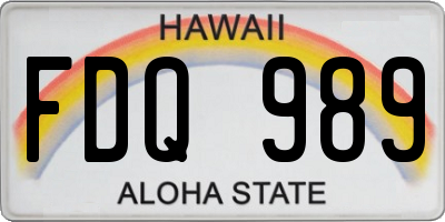 HI license plate FDQ989