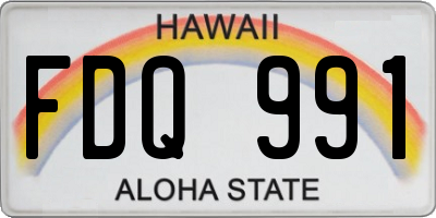 HI license plate FDQ991