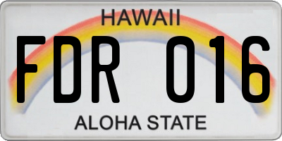 HI license plate FDR016