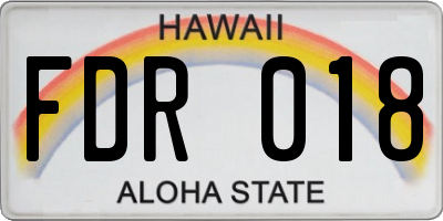 HI license plate FDR018